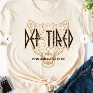 Cream DEF (Leppard) TIRED Graphic Tee Small